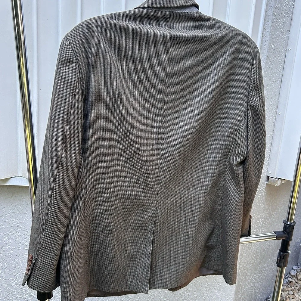 Ralph Lauren Men's 44R 100% Wool Houndstooth Sport Coat Blazer Brown